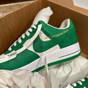 Size 13 US- Louis Vuitton Virgil Abloh x Nike Air Force 1 Green RARE NEVER WORN!
